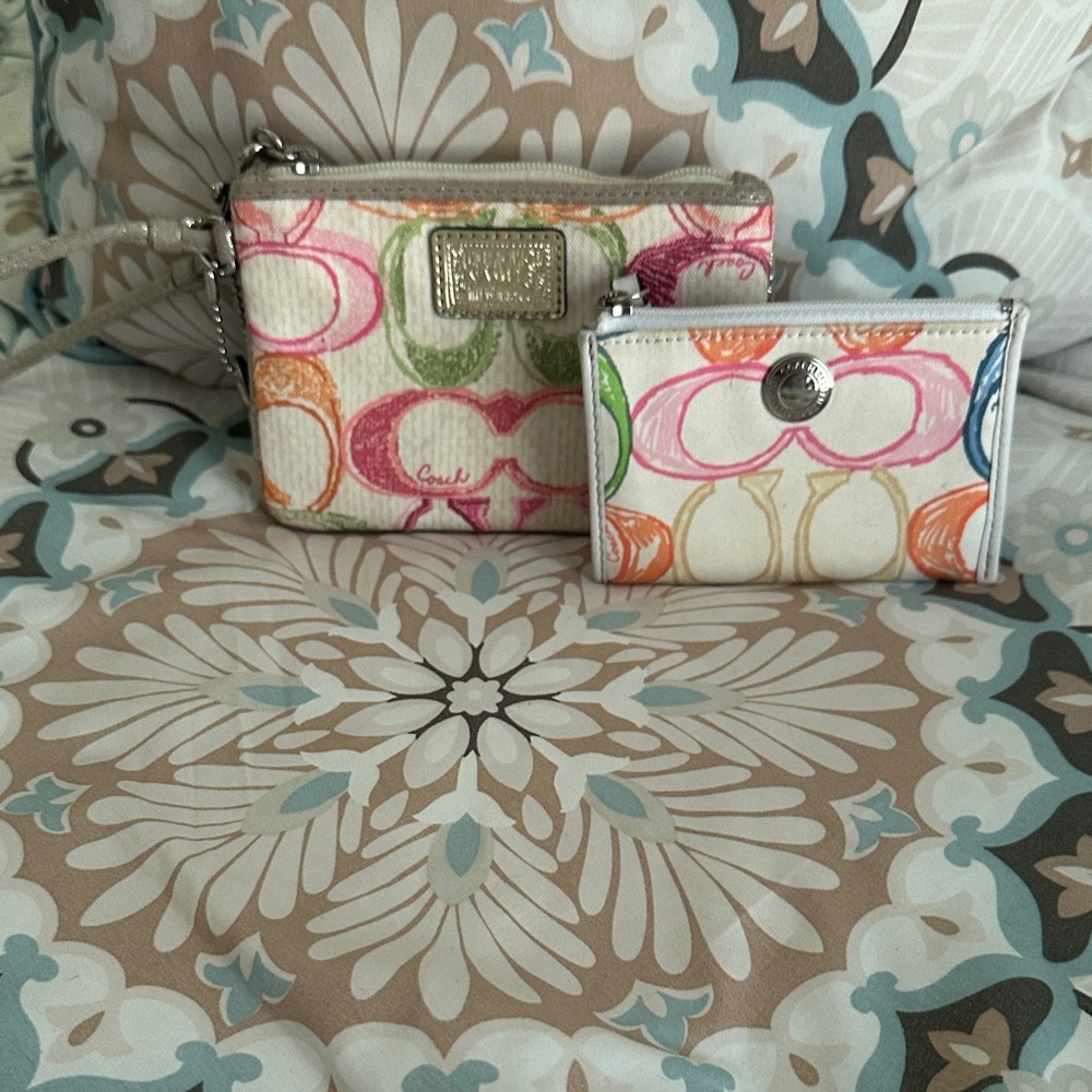Coach Multicolor Wristlet and Card Holder